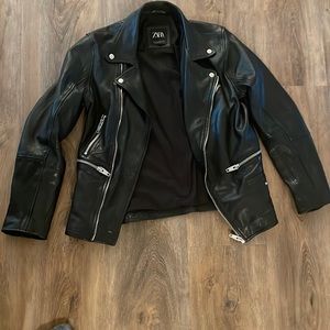Zara leather biker jacket only months old worn 2 times